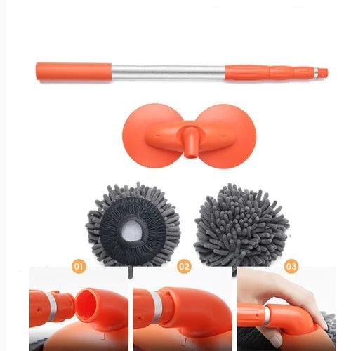 Car Wash Mop Telescopic Handle Double Layer Microfiber Head