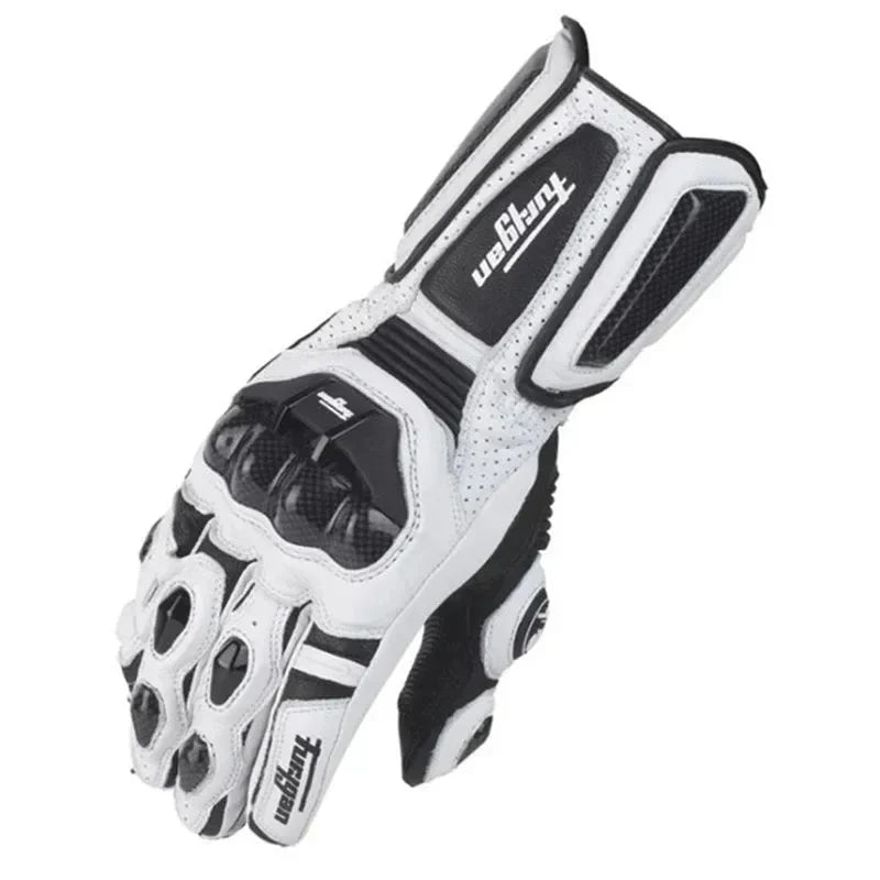 Carbon Motorcycle Gloves for Men | Windproof & Waterproof | Genuine Leather | Touchscreen Compatible | Ideal for Summer & Winter