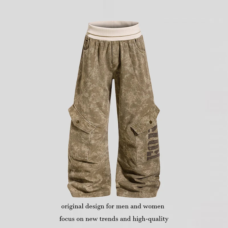 Cargo Culotte Pants Wide-Leg Cropped Fit Utility Pockets