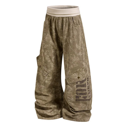 Cargo Culotte Pants Wide-Leg Cropped Fit Utility Pockets