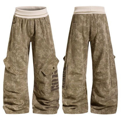 Cargo Culotte Pants Wide-Leg Cropped Fit Utility Pockets