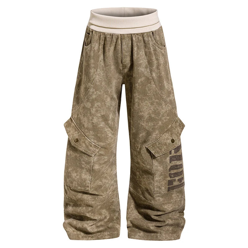 Cargo Culotte Pants Wide-Leg Cropped Fit Utility Pockets