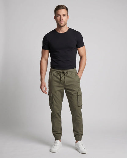 Cargo Pants Elastic Waistband Drawstring Side Pockets