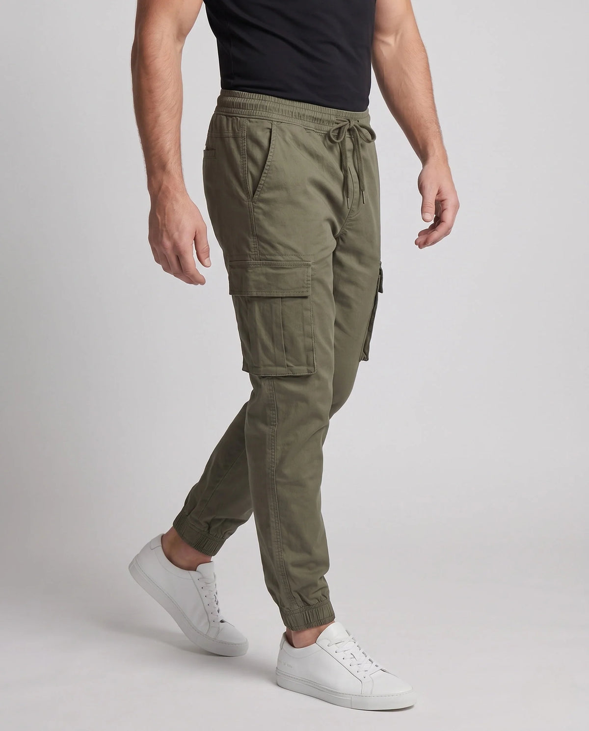 Cargo Pants Elastic Waistband Drawstring Side Pockets