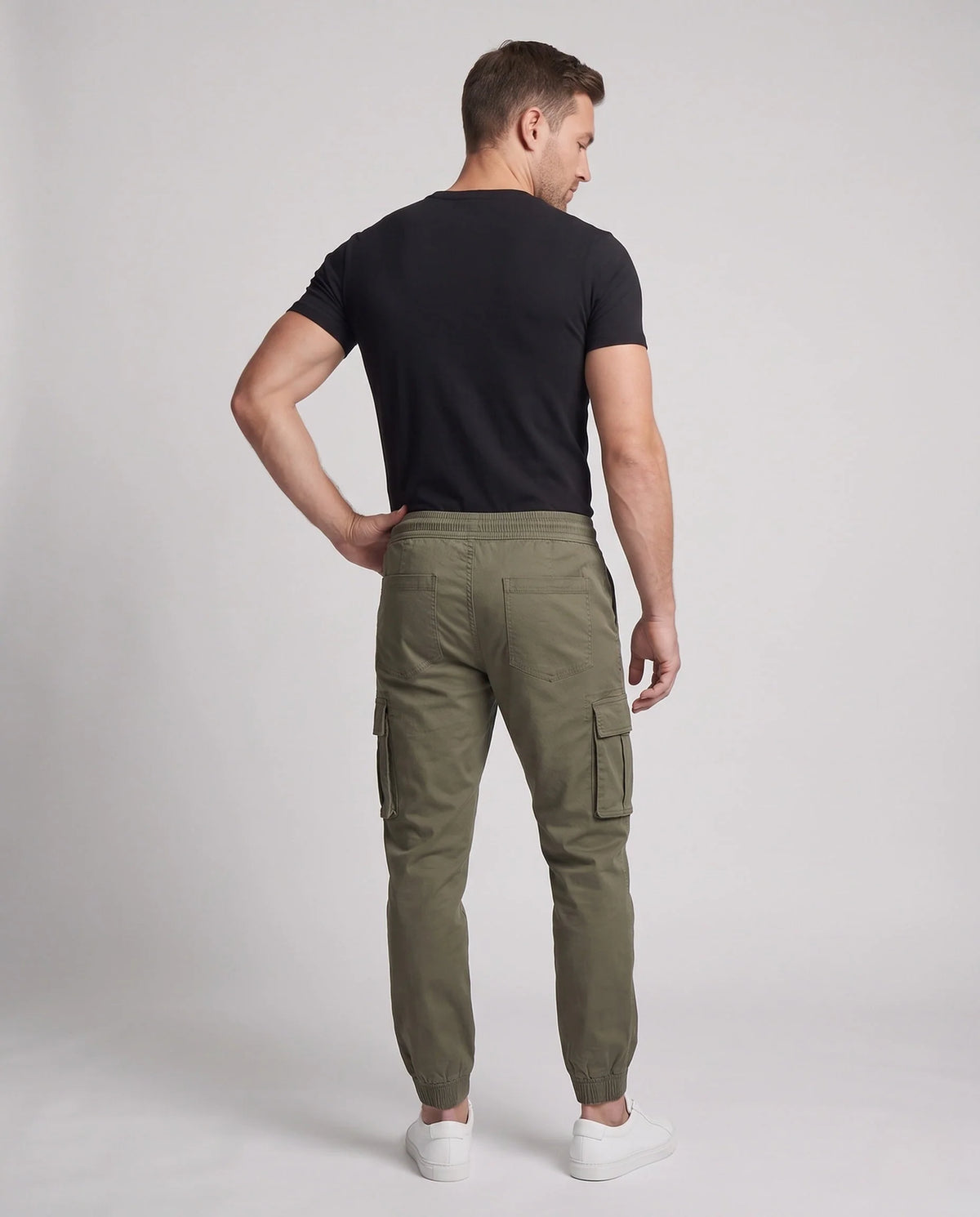 Cargo Pants Elastic Waistband Drawstring Side Pockets