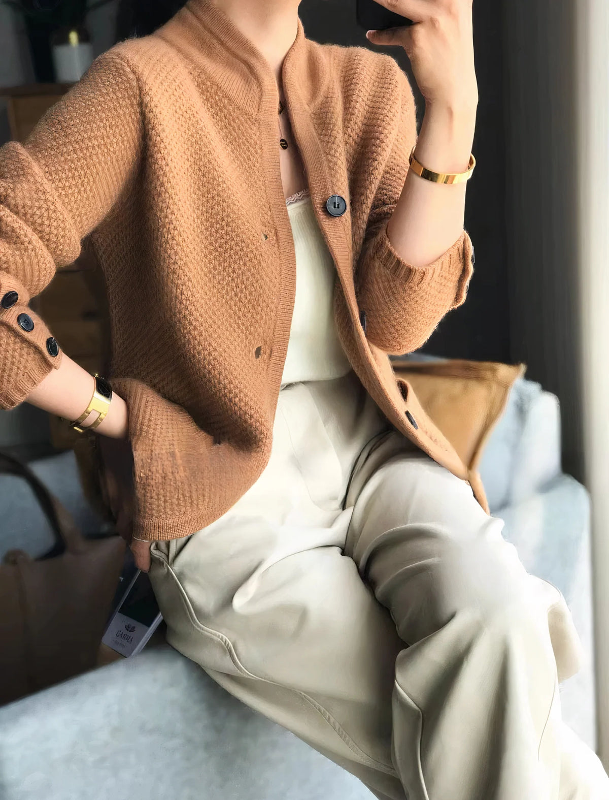 Cashmere Cardigan 100% Cashmere Lightweight Slim Fit