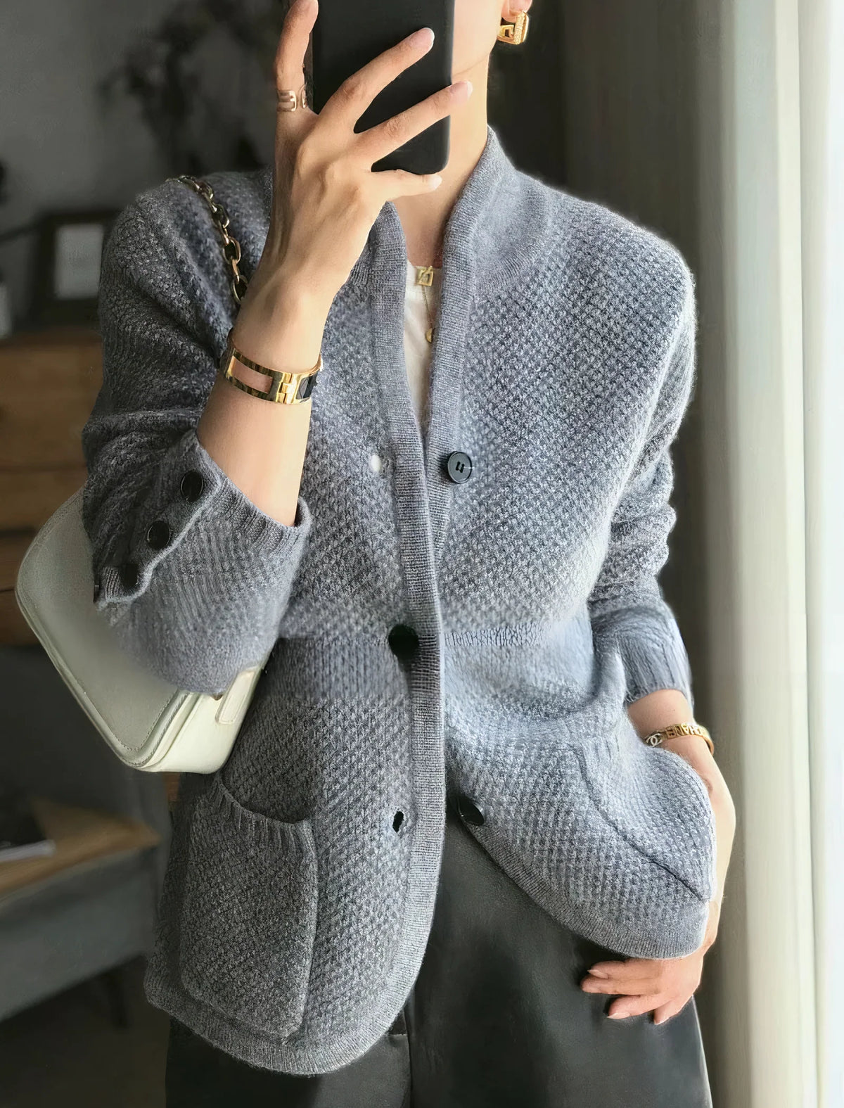 Cashmere Cardigan 100% Cashmere Lightweight Slim Fit