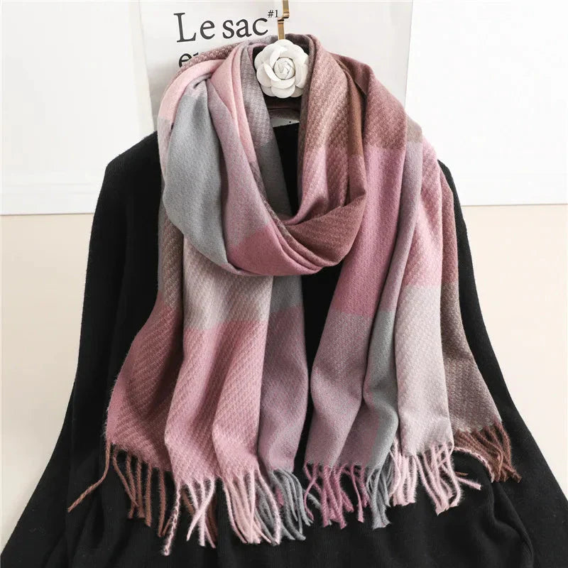 Cashmere Scarf 100% Cashmere Plaid Generous Size