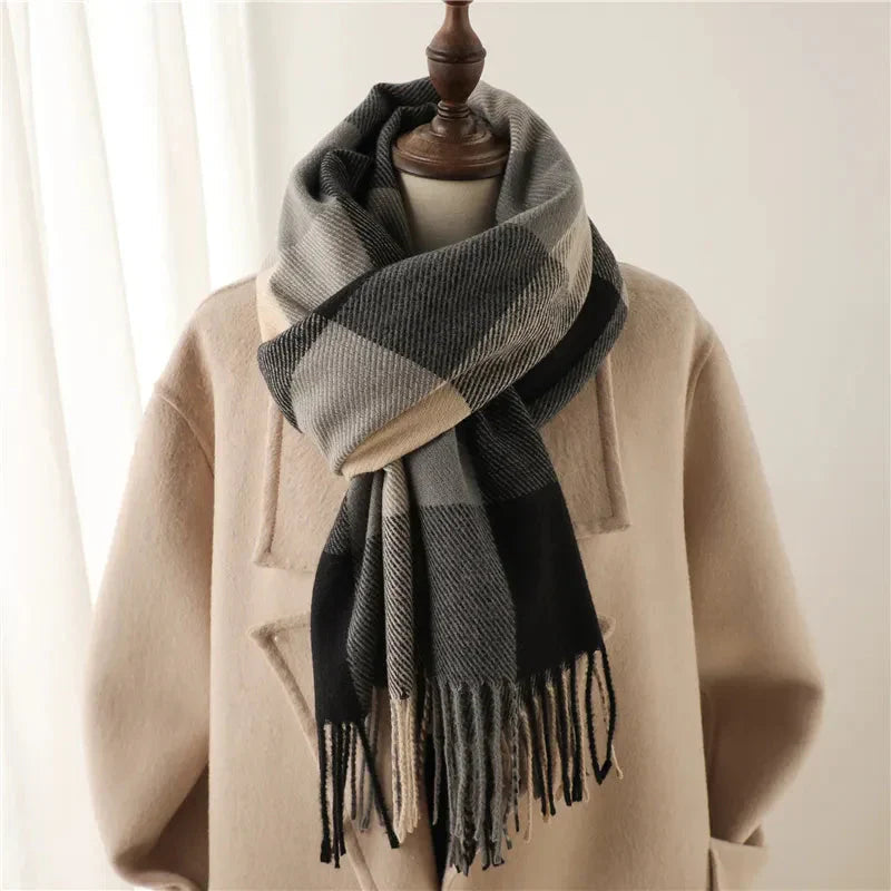 Cashmere Scarf 100% Cashmere Plaid Generous Size