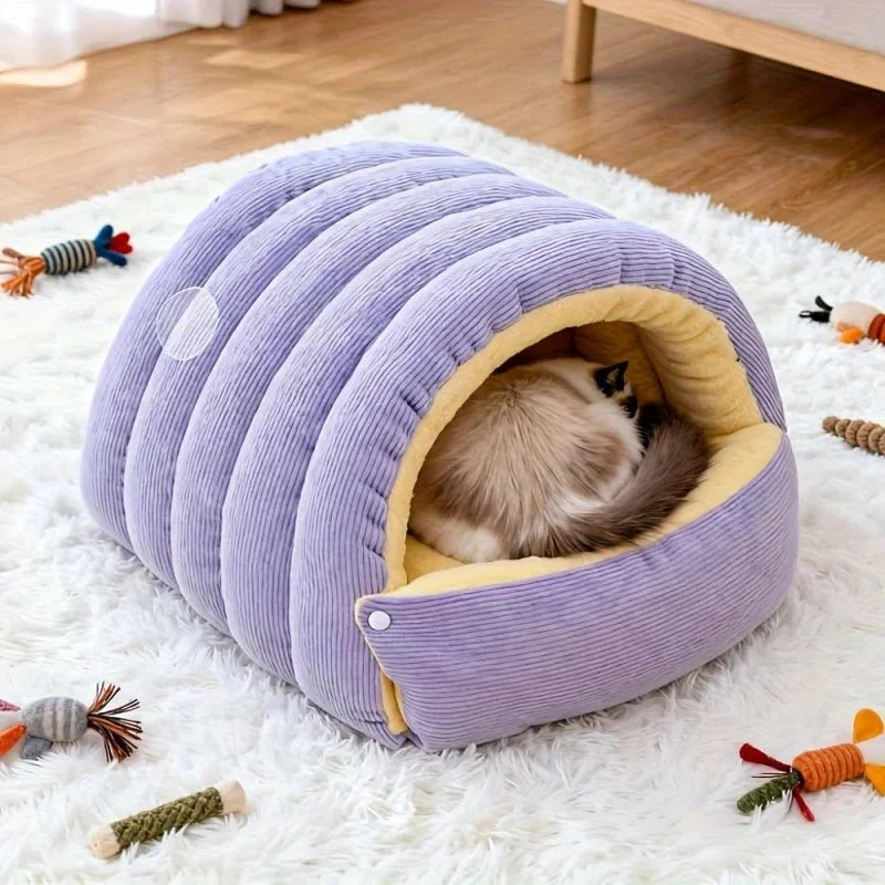 Cat Bed Enclosed Cave Fleece Lining Machine Washable