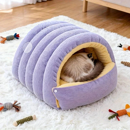 Cat Bed Enclosed Cave Fleece Lining Machine Washable