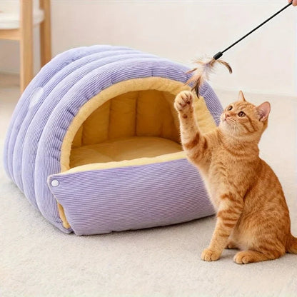 Cat Bed Enclosed Cave Fleece Lining Machine Washable