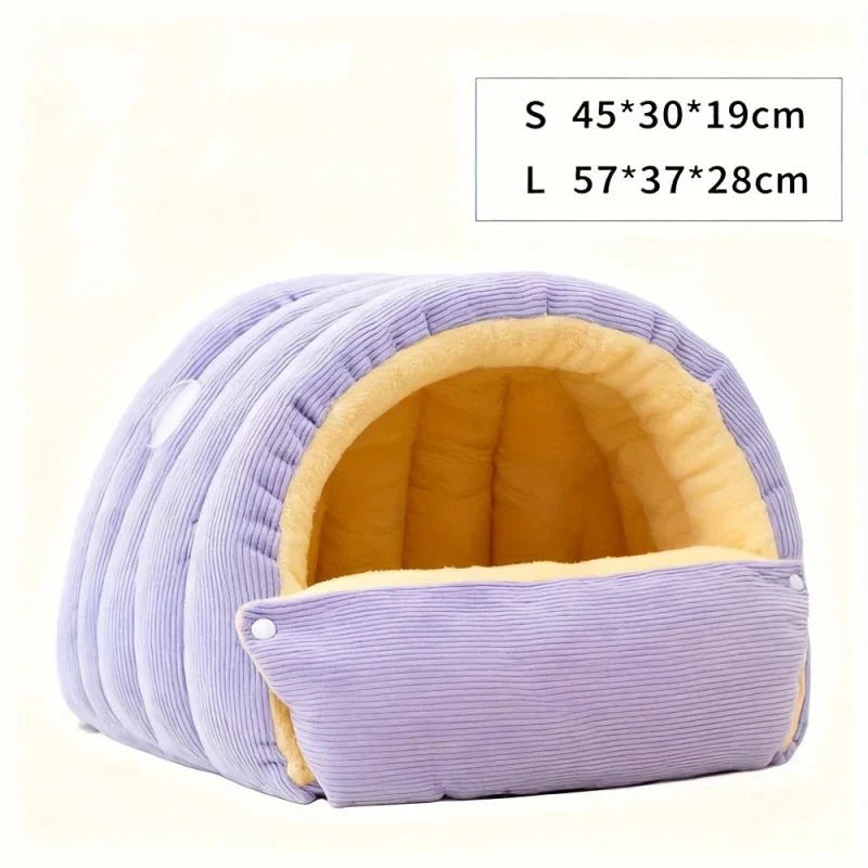 Cat Bed Enclosed Cave Fleece Lining Machine Washable