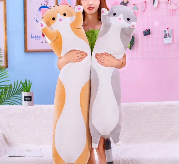Cat Body Pillow Soft Plush Multiple Sizes