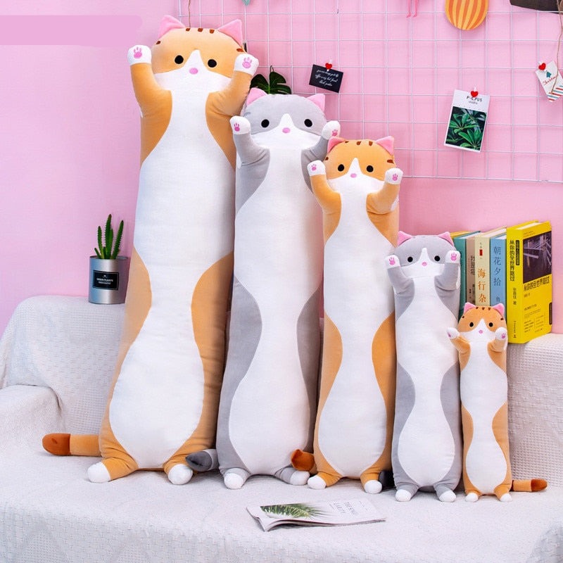 Cat Body Pillow Soft Plush Multiple Sizes