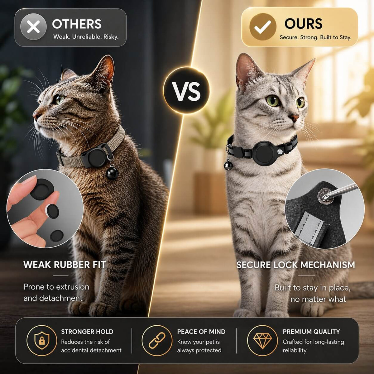 Cat Collar Tracker-Ready Breakaway & Reflective