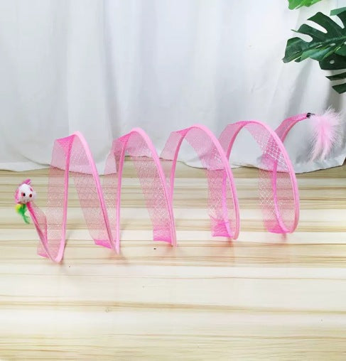 Cat Play Tunnel Curved Interactive Sisal & Feather Toys