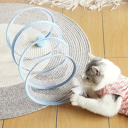 Cat Play Tunnel Curved Interactive Sisal & Feather Toys