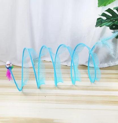 Cat Play Tunnel Curved Interactive Sisal & Feather Toys