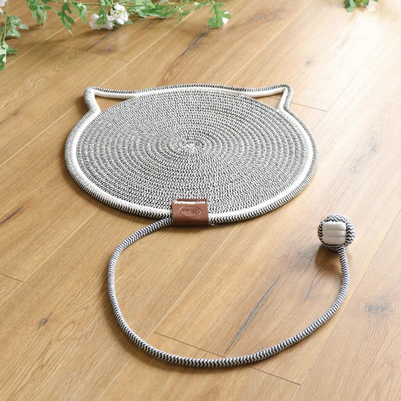 Cat Scratching Mat Natural Sisal Double-Sided With Dangling Toy