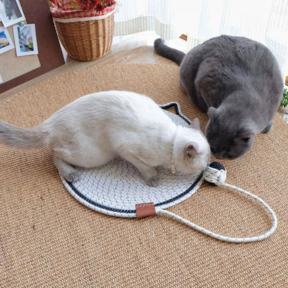 Cat Scratching Mat Natural Sisal Double-Sided With Dangling Toy