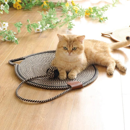 Cat Scratching Mat Natural Sisal Double-Sided With Dangling Toy