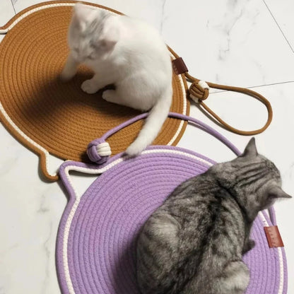 Cat Scratching Mat Natural Sisal Double-Sided With Dangling Toy