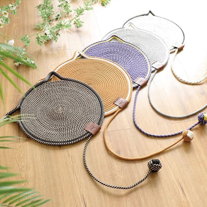 Cat Scratching Mat Natural Sisal Double-Sided With Dangling Toy