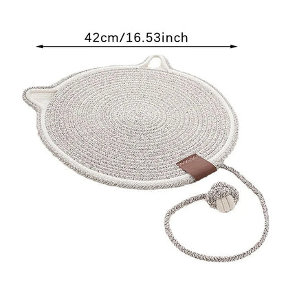 Cat Scratching Mat Natural Sisal Double-Sided With Dangling Toy
