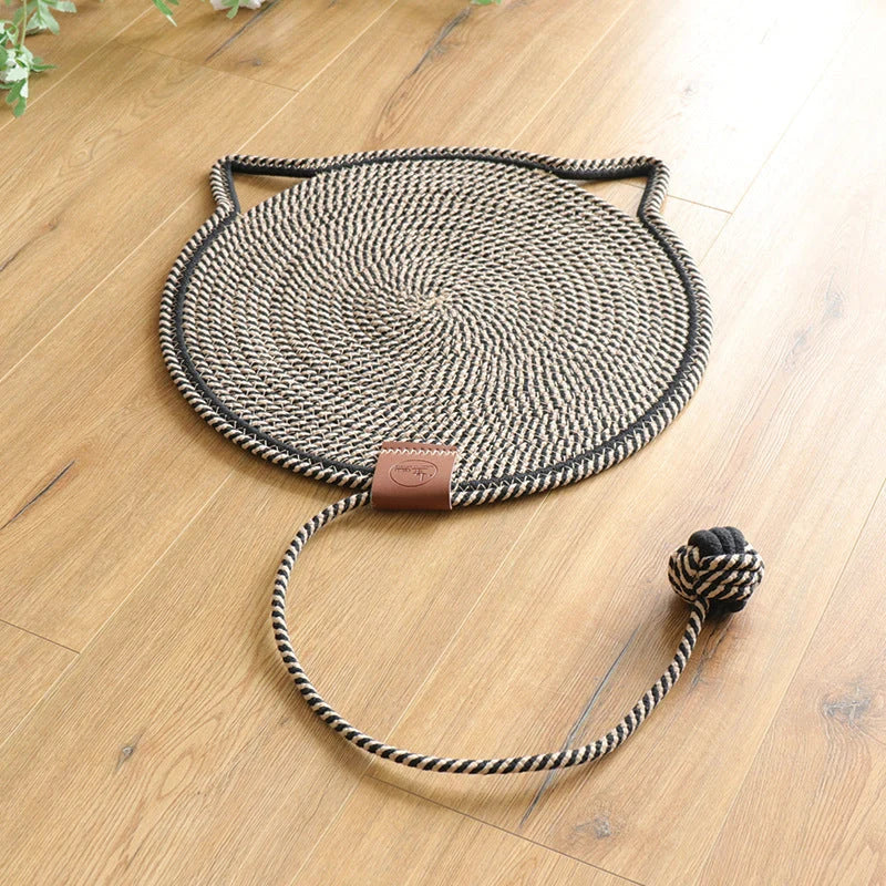 Cat Scratching Mat Natural Sisal Double-Sided With Dangling Toy