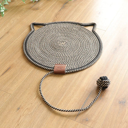 Cat Scratching Mat Natural Sisal Double-Sided With Dangling Toy