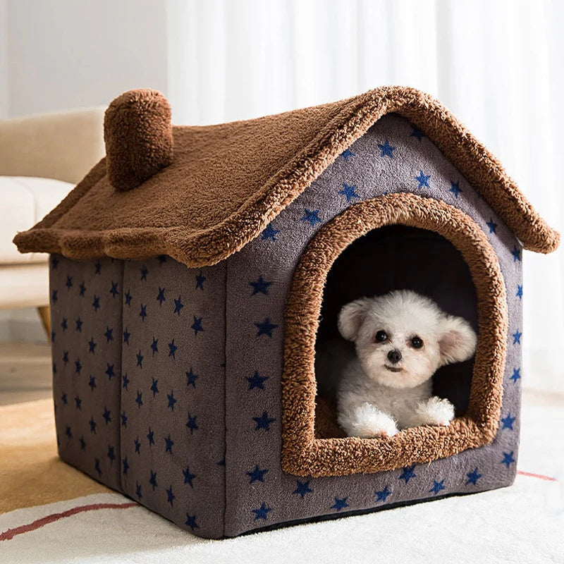 Cat & Small Dog Bed Enclosed Plush Machine Washable