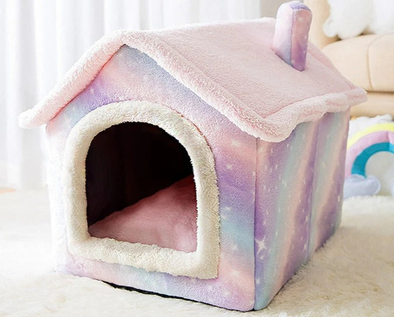 Cat & Small Dog Bed Enclosed Plush Machine Washable