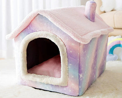 Cat & Small Dog Bed Enclosed Plush Machine Washable