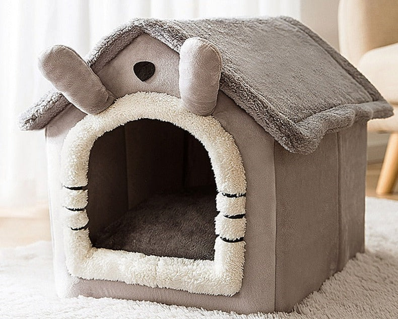 Cat & Small Dog Bed Enclosed Plush Machine Washable