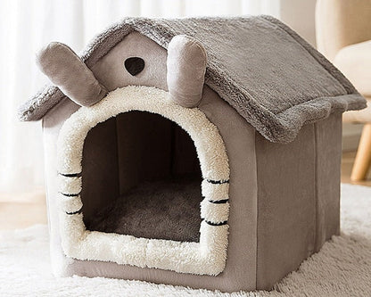 Cat & Small Dog Bed Enclosed Plush Machine Washable