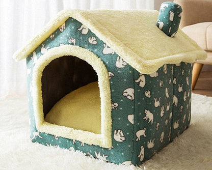 Cat & Small Dog Bed Enclosed Plush Machine Washable