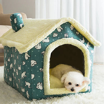 Cat & Small Dog Bed Enclosed Plush Machine Washable