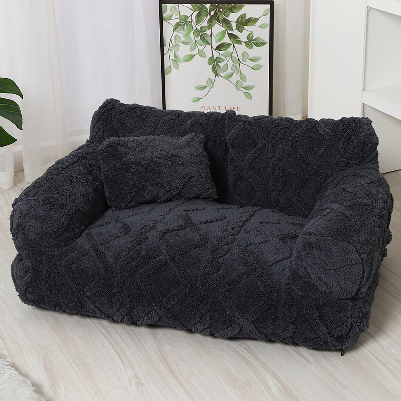 Cat & Small Dog Bed Quilted Velvet Raised Edge