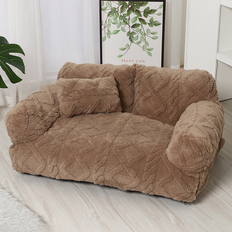 Cat & Small Dog Bed Quilted Velvet Raised Edge