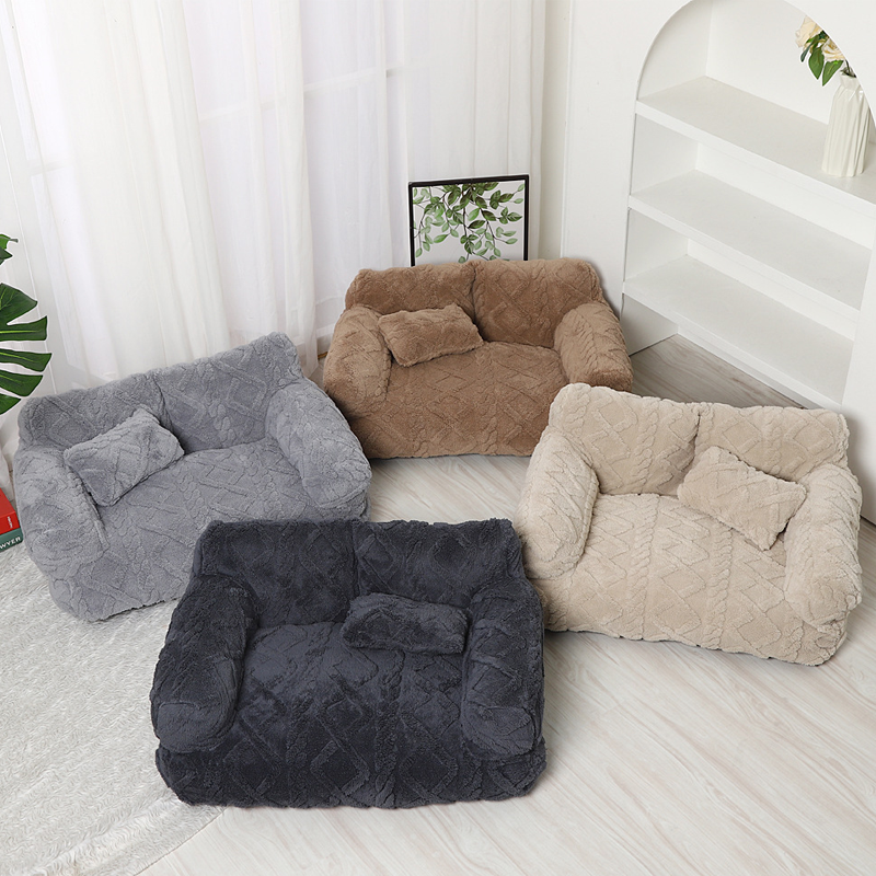 Cat & Small Dog Sofa Quilted Plush Raised Edge