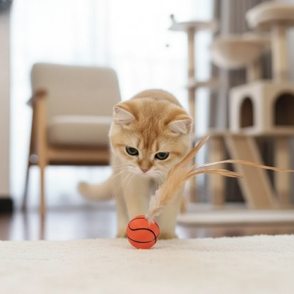 Cat Toy Silicone Feather-Tipped Bounce Ball Set of 3