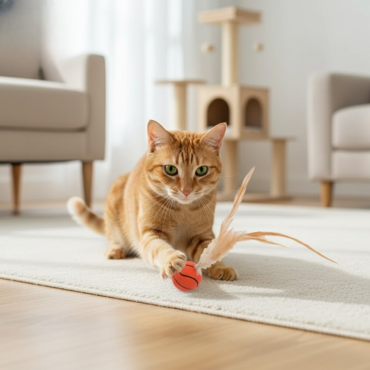 Cat Toy Silicone Feather-Tipped Bounce Ball Set of 3