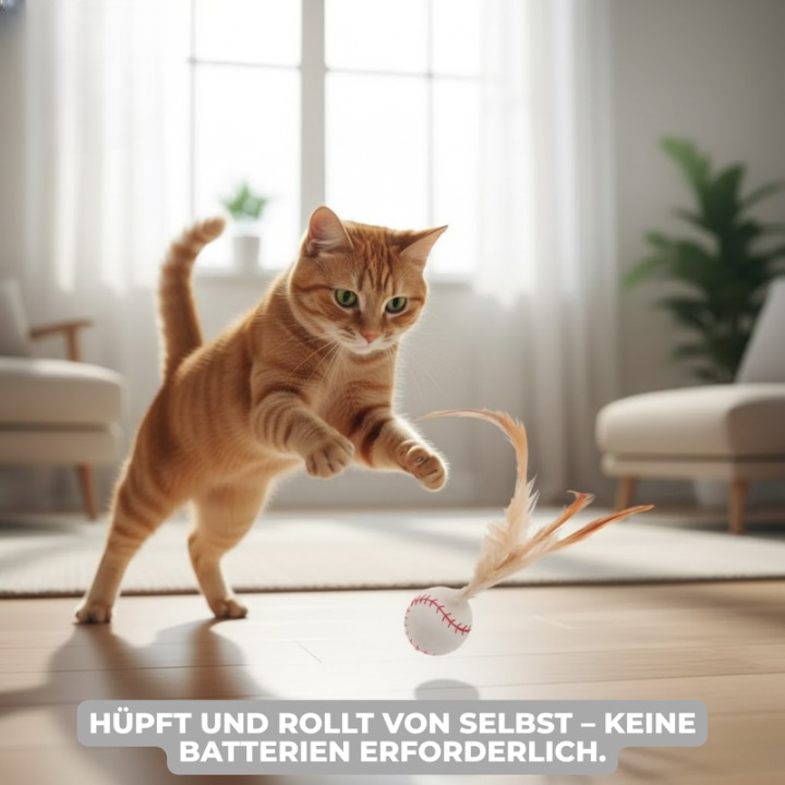 Cat Toy Silicone Feather-Tipped Bounce Ball Set of 3