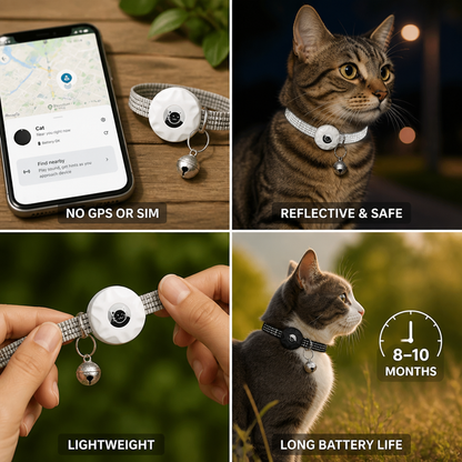 Cat Tracker Reflective Collar Android Network Long Battery Life