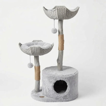 Cat Tree Woven Basket Beds Cozy Cave Natural Branch Posts 46 Inch Tall