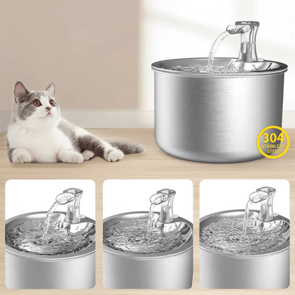 Cat Water Fountain Stainless Steel Motion-Activated 4-Stage Filtration