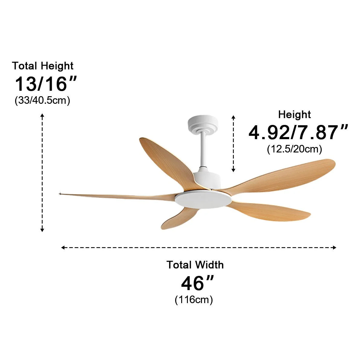 Ceiling Fan 5-Blade Quiet Reversible DC Motor