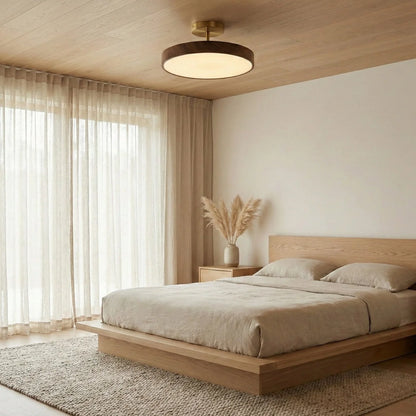 Ceiling Lamp Wood Finish Low-Profile 3 Adjustable Light Tones