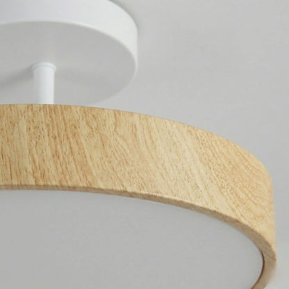 Ceiling Lamp Wood Finish Low-Profile 3 Adjustable Light Tones